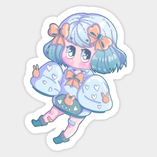 Cute Chibi Girl With Big Eyes Sticker